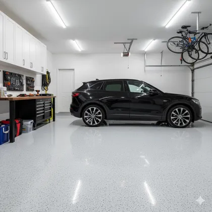 residential garage epoxy applied 